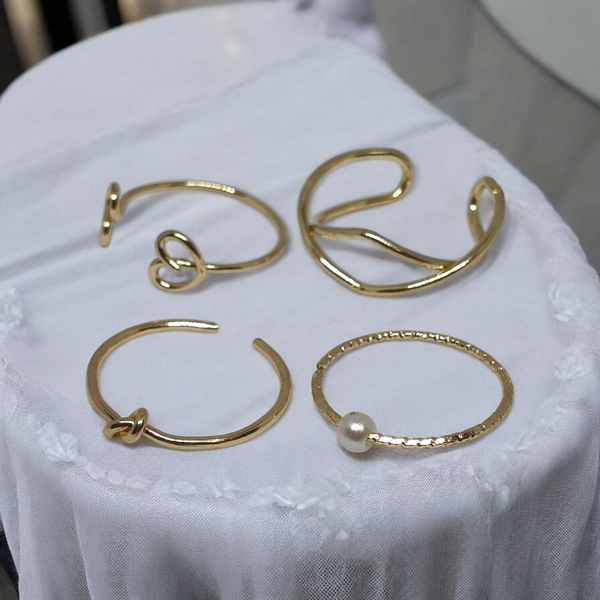 Zebarkart Anti Tarnish Gold Set Of 4 Unique Finger Ring