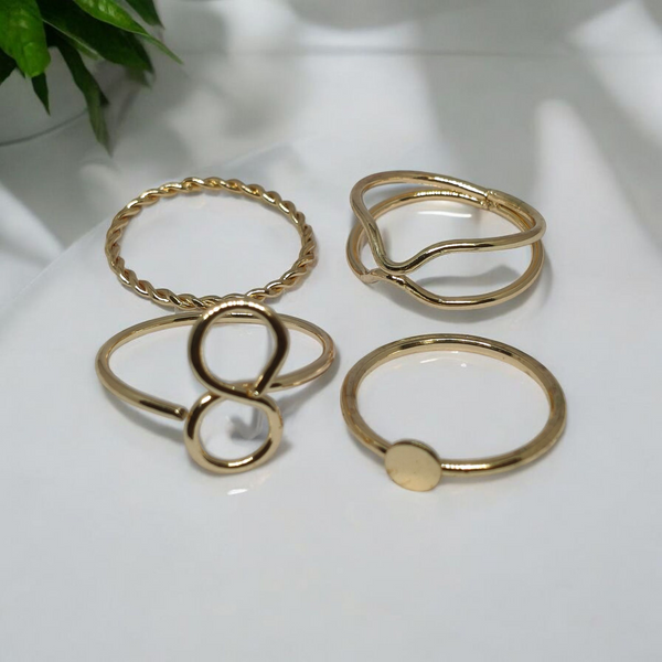 Zebarkart Anti Tarnish Gold Set Of 4 Minimalist Finger Ring