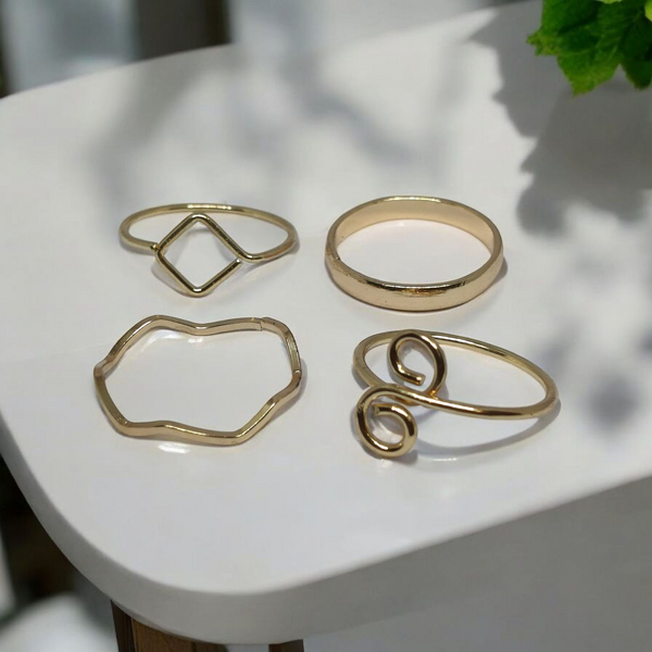 Zebarkart Anti Tarnish Set Of 4 Elegant Finger Ring