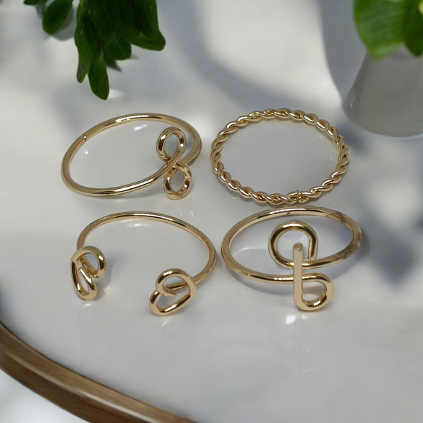 Zebarkart Anti Tarnish Set Of 4 Minimalist Finger Ring (Copy)