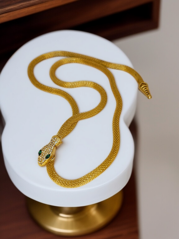 Zebarkart Anti Tarnish Double Line Snake Gold Necklace